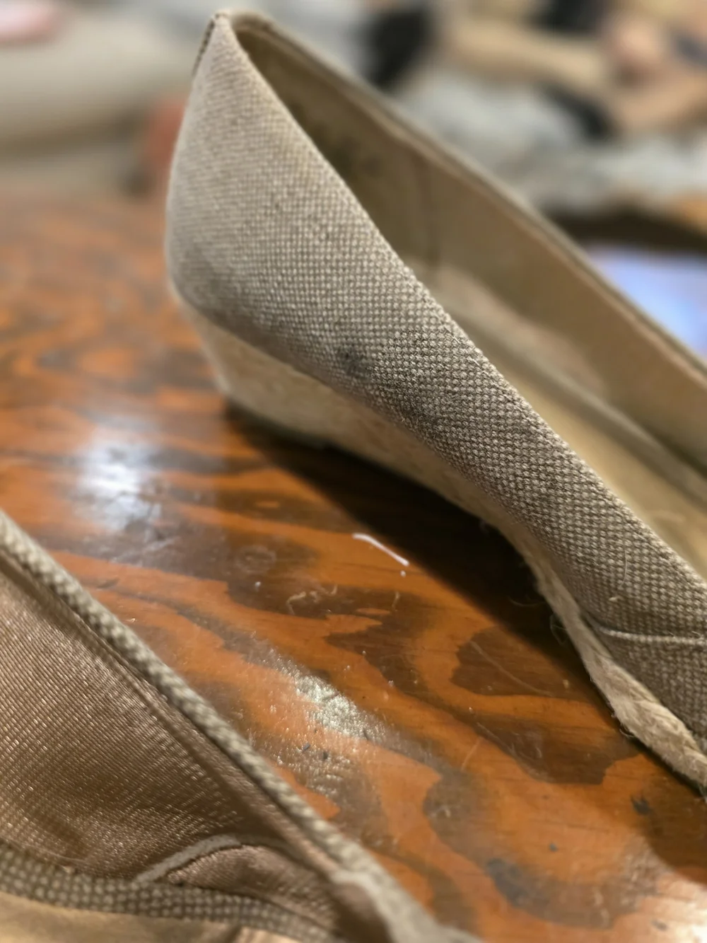Womens Grey Espadrille Peep-Toe Wedges